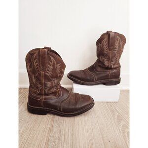 Ariat Sierra Wide Square Toe Work Brown Leather Western Cowboy Boots 10 EE Wide